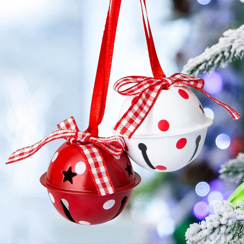 MACLARONX Christmas Jingle Bells 2" Star Cutouts Metal Decorative Bells with Ribbons for Xmas Tree Ornaments Wreath Festival Crafts Home Decorations (12 Pcs) - Image 4